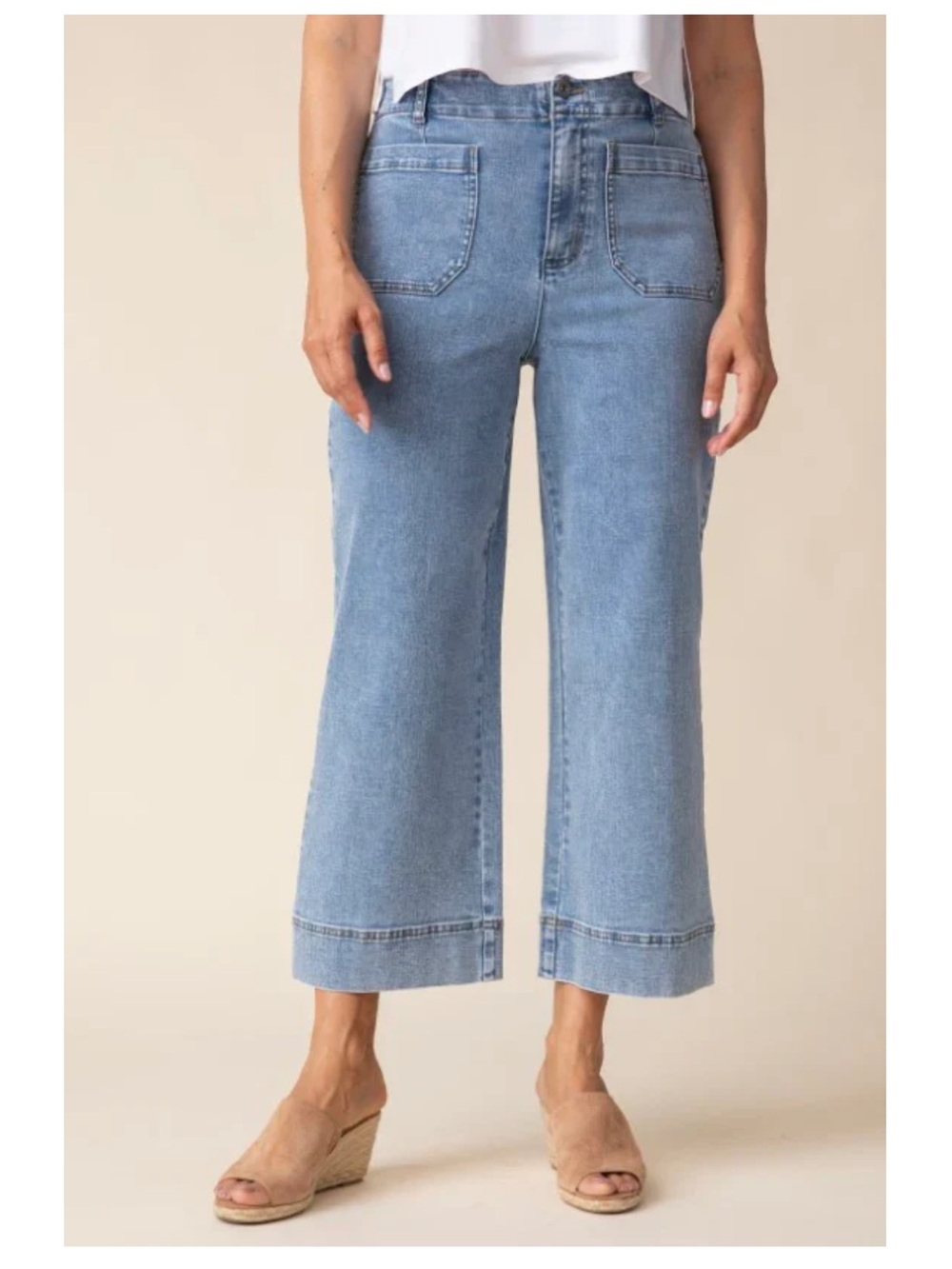 WOMEN'S HABITAT | STRETCH DENIM WIDE LEG CROP JEAN | BLUE DENIM